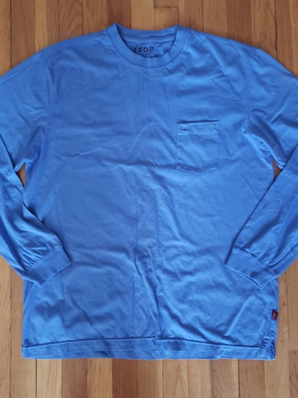 Izod Luxury Sport Vintage Wash Long Sleeve Tee with Pocket Size L